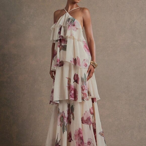 Dresses & Skirts - Multicolor Boho Women's  Halter Tiered Chiffon Maxi Dress